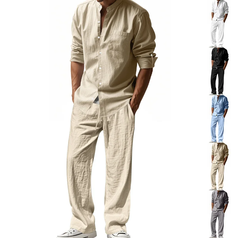 2025年クロスボーダーアメリカン四季リネンメンズカジュアル - Mens Linen Shirt Long Sleeve のレビューと価格
