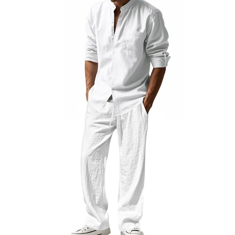 2025年クロスボーダーアメリカン四季リネンメンズカジュアル - Mens Linen Shirt Long Sleeve のレビューと価格