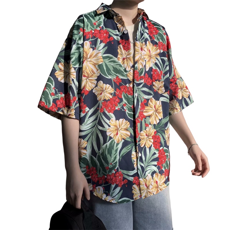 メンズハーレトロフローラルプリント半袖シャツ、カジュアルスト - Vintage Hawaiian Floral Shirt のレビューと価格