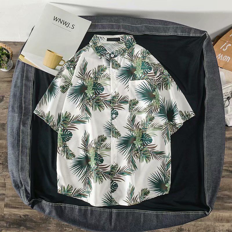男性用ヴィンテージフローラル半袖シャツ,休暇用ビーチハワイア - Vintage Hawaiian Floral Shirt のレビューと価格