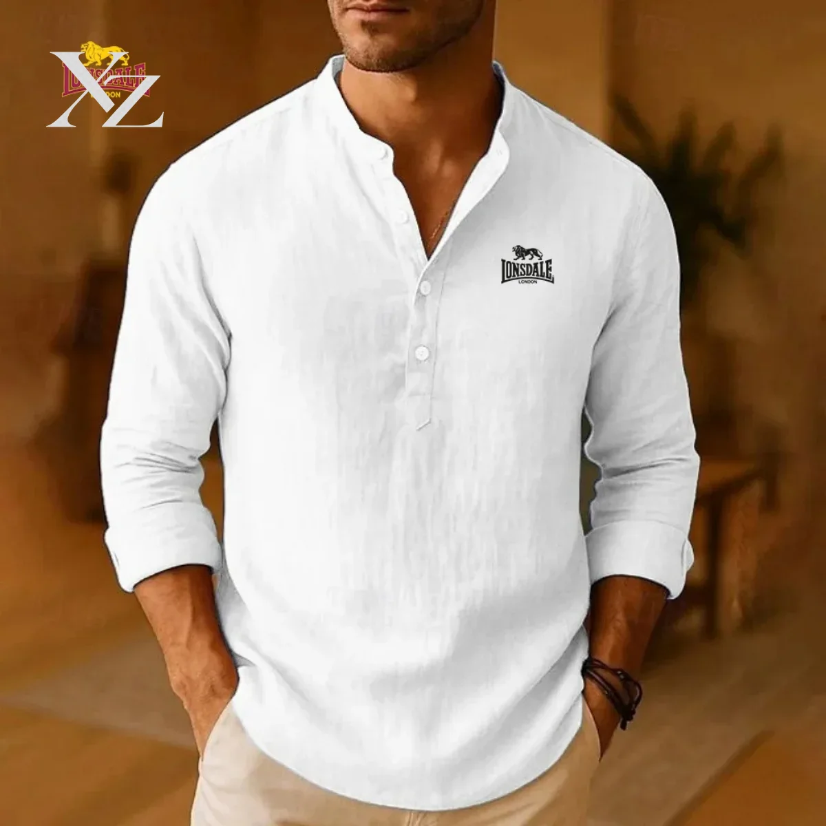 LONSDALEのメンズ向け新作カジュアルシャツ。軽量で肌触 - Mens Linen Shirt Long Sleeve のレビューと価格