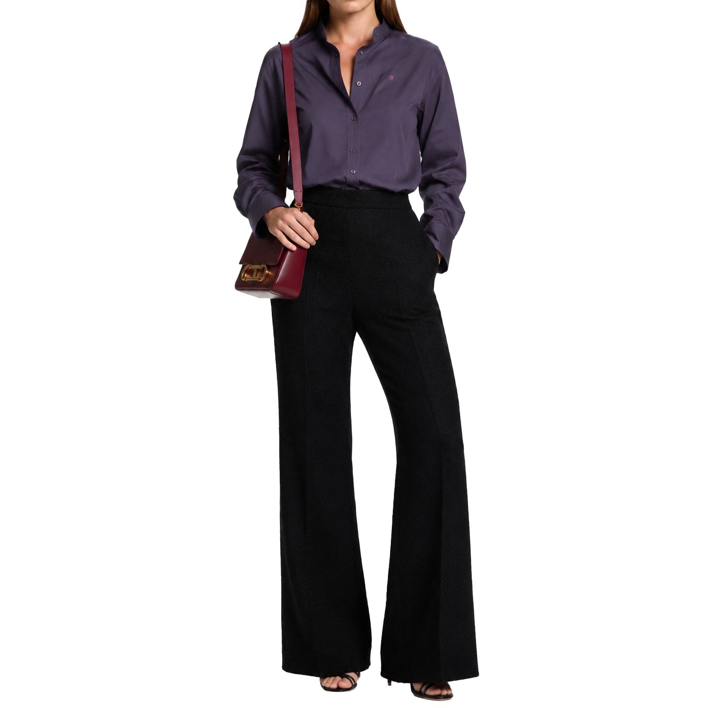 CH ロゴ刺繍入りソリッドカラー女性用マンダリンカラー長袖シ - Mandarin Collar Formal Shirt Slim Fit のレビューと価格